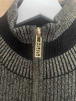 Biba Gold Black Zip Up Cardigan BNWOT Ladies Size UK L 12/14