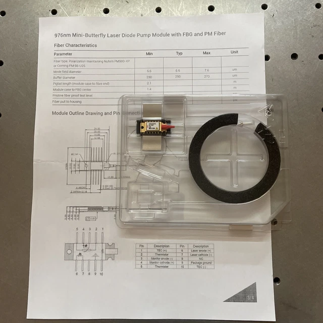 II-VI 976nm Mini Butterfly Laser Pump Module w/ FBG and PM Fiber