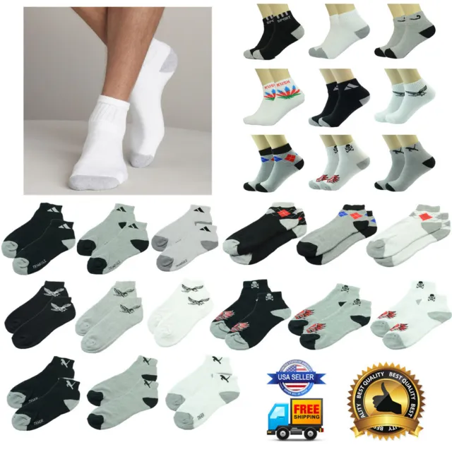 Wholesale Men Multi Color Pattern Ankle Quarter Cotton Sport Socks 9-11 10-13