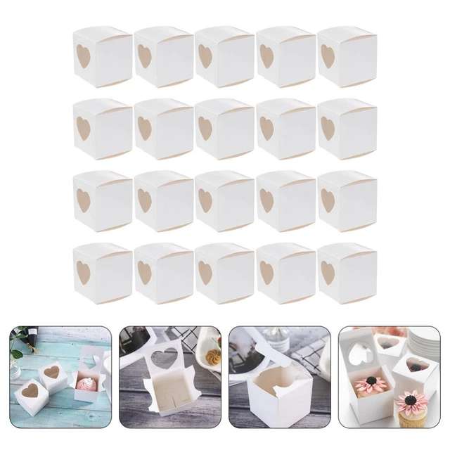 20 piezas caja de flores en forma de corazón papel favores para bodas blanco