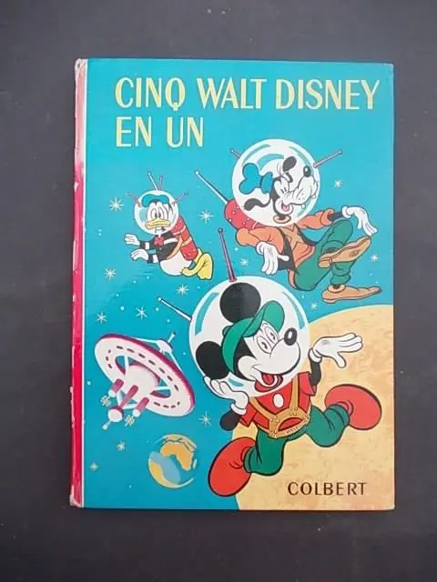 CINQ WALT DISNEY EN UN rare reliure 36 37 38 39 40 Colbert 1957 Belles Histoires