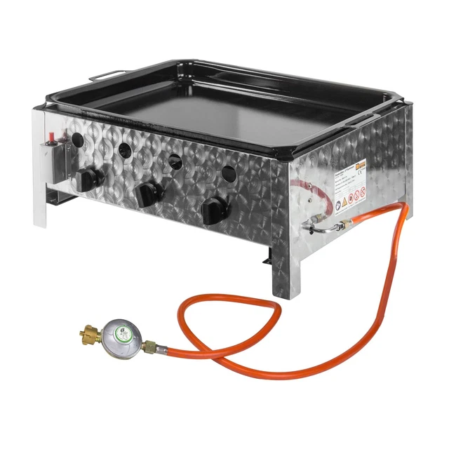 Gastro Edelstahl Gasbräter 71x57x30cm Gasgrill 3flammig Gastrobräter Stahlpfanne