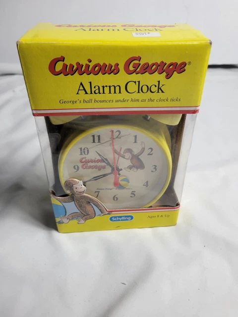 CURIOUS GEORGE Vintage 1998 Yellow Twin Bell Alarm Clock Schylling NEW