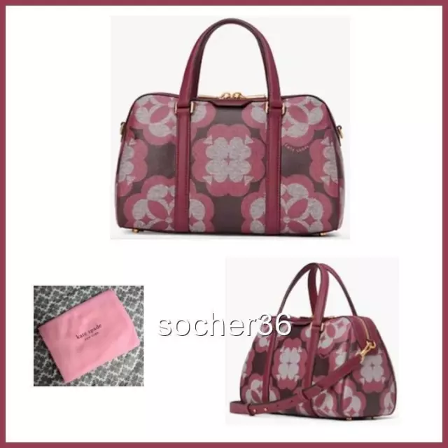 Kate Spade Spade Flower Monogram Eleanor Med Satchel Garnet W/Dustbag Nwt $358