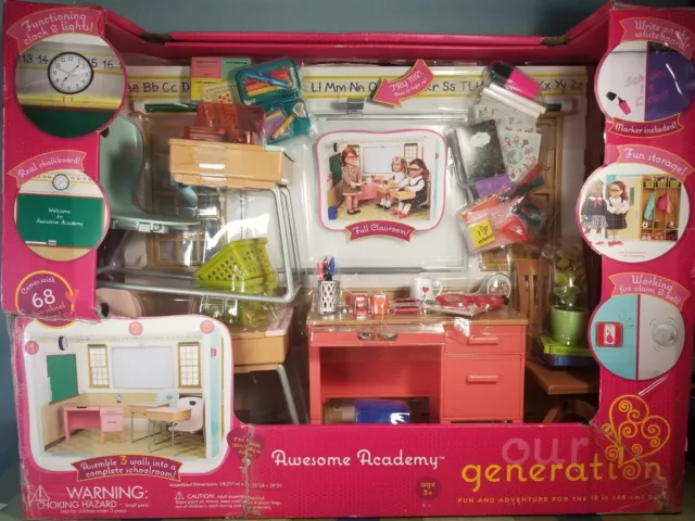 OUR GENERATION AWESOME Academy School Room Set for 18 inch Dolls