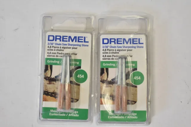 Lot of 2 Dremel 3/16" Chain Saw Sharpening Stones 454 Grinding 2615000454