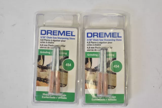 Lot of 2 Dremel 3/16" Chain Saw Sharpening Stones 454 Grinding 2615000454
