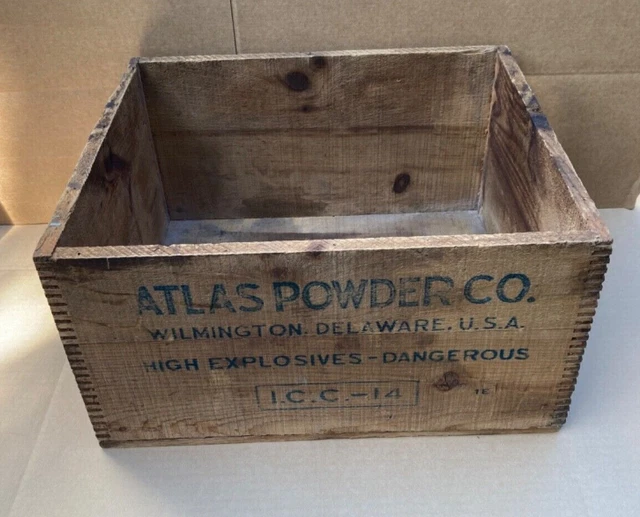 Vintage Atlas Powder Co. Wood Crate Box Dynamite Mining
