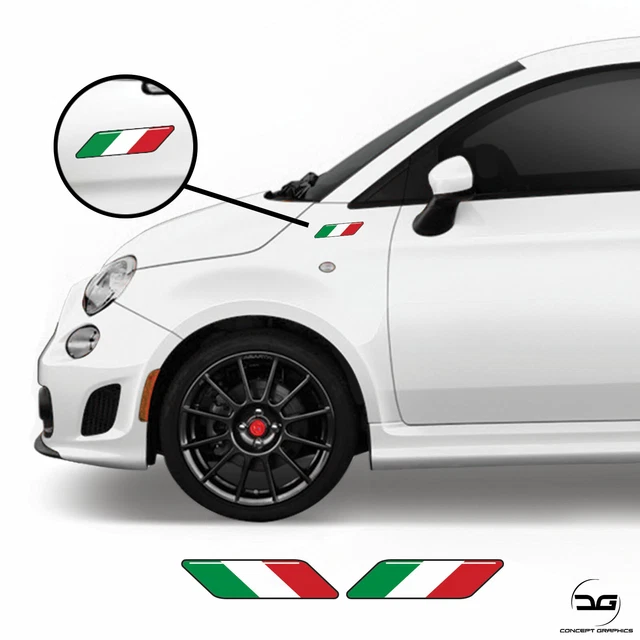Pair Of Italian Flag Gel Badges – Door/Pillar Emblems For Fiat, Panda, Punto, Alfa Romeo