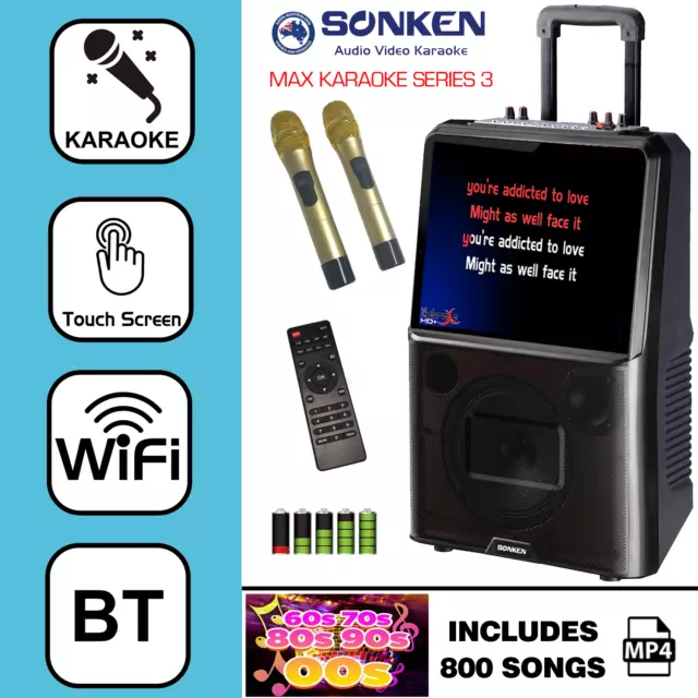 SONKEN MAX PORTABLE Karaoke System 800 Karaoke Hit Songs From All Music  Era's $899.99 PicClick AU