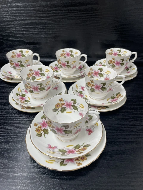 Vintage Crown  Staffordshire | Windermere | Bone China 6 Trio cup saucer & plate