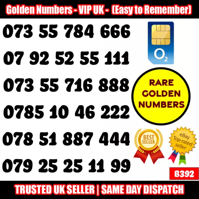 Sim Card Gold Easy Numero Di Cellulare Memorabile Platino Vip Uk Pay As You Go - B392