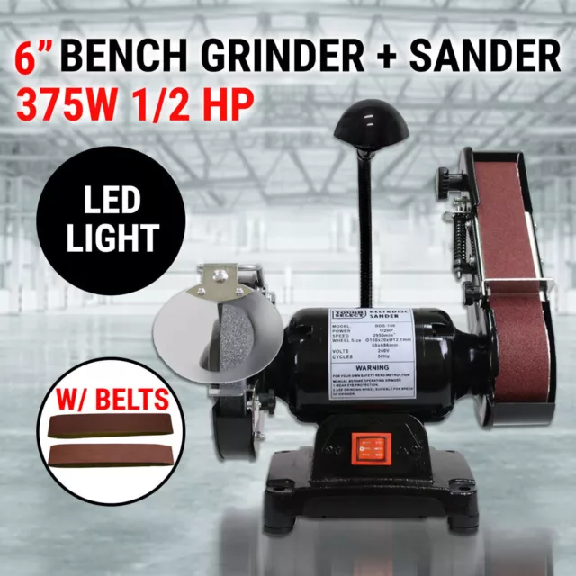 6" Bench Grinder Belt Sander 1/2HP 375W 150mm Sharpener Linisher Sanding Grindin