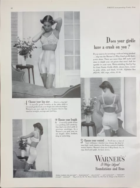 1948 women's Warners Le Gant girdle garters bra vintage fashion color ad