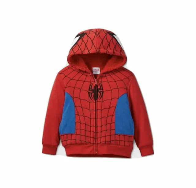 GA) NWT Toddler Kids Marvel Spider-Man Red Sherpa Lined Hoodie Jacket 12m