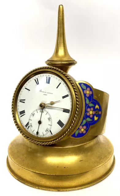 Antique Gilt Bronze And Champleve Enamel Novelty Watch Desk Clock Barwise London