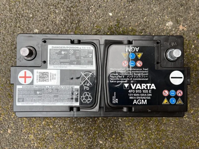 VW AUDI AGM stop start Varta battery 7P0915105D 12v 105Ah 580A DIN 950A  £70.00 - PicClick UK