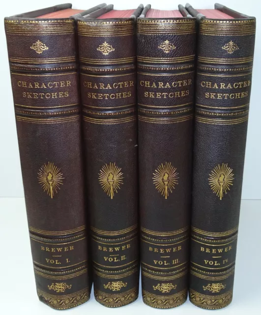 EBENEZER COBHAM BREWER Character Sketches Of Romance 4 Vols FINE BINDINGS 1896