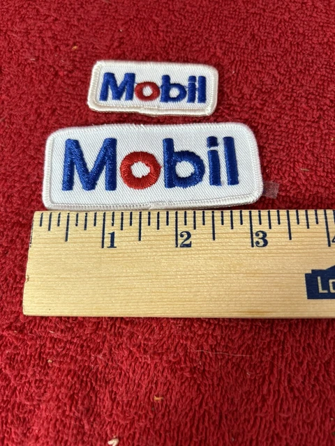 VINTAGE LOT OF 2 MOBIL GAS OIL UNIFORM HAT, JACKET, SHIRT Sew On PATCHES