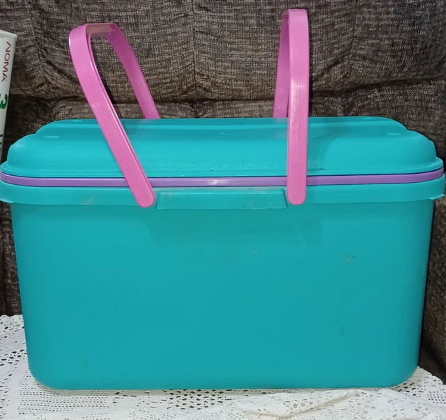 Papelera organizadora de almacenamiento de costura vintage años 90 púrpura rosa águila artesanal 20
