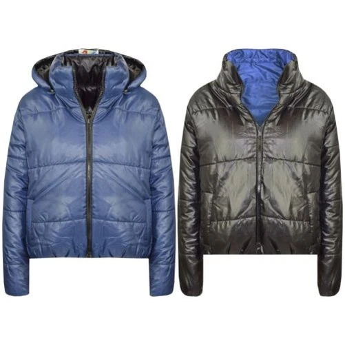 Bambine Giacche Navy Imbottito con Cappuccio Zip per la Scuola Cappotti 5-13 Yr