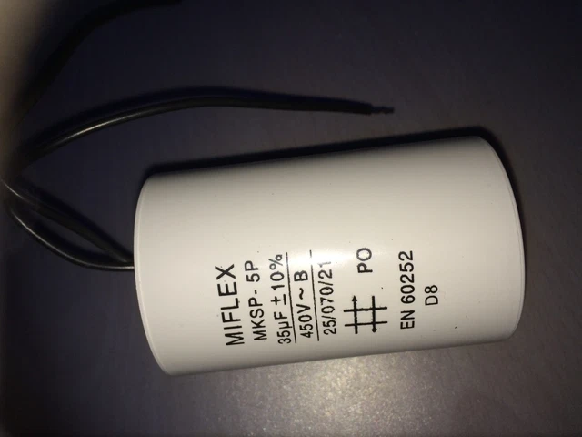 Condensateur De Moteur 35 µF – Jusqu'à 500V AC, Avec Câble Et Écrou, Fixation Par Tige Filetée