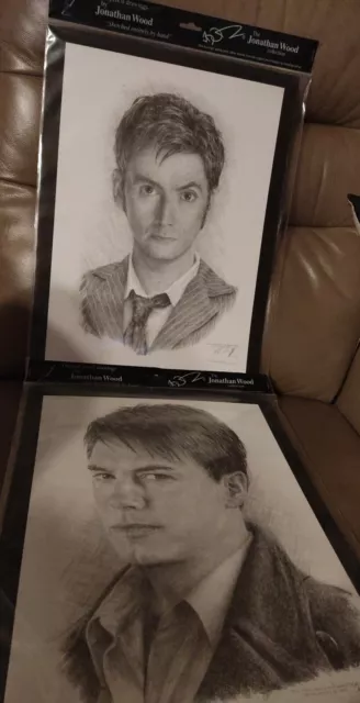 Dr Who David Tennant And John Barrowman Sketch Prints, 10th Doctor, Captain Jack