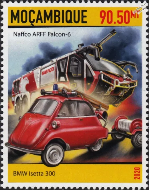 BMW ISETTA 300 Car & NAFFCO Fire Falcon 6 Airport Firefighting Engine Stamp 2020
