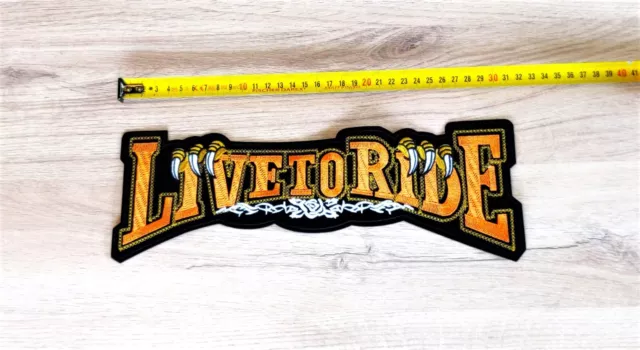 Big Patch dorsal LIVE TO RIDE motorcycles xxl 32.6 cm x 11 cm écusson biker