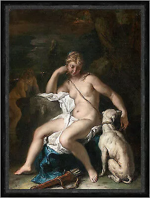 Diana and Her Dog Sebastiano Ricci Jagdgöttin Tiere Nackte Frau röm Faks_B 00155