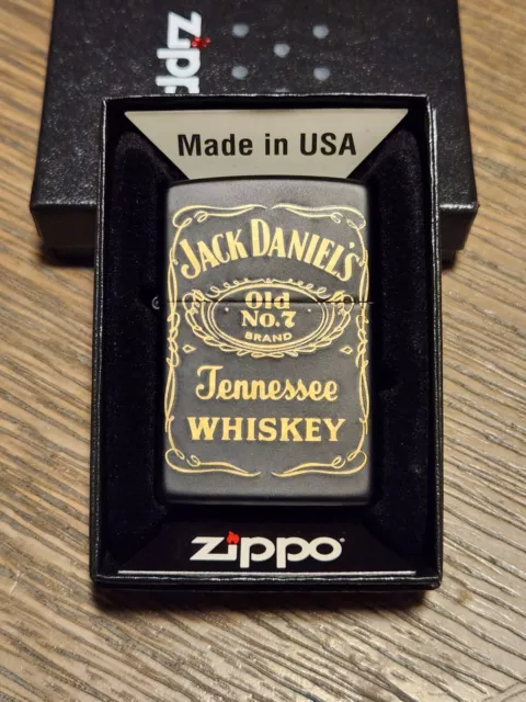 Zippo Matte Black- Jack Daniels  Tennessee Whiskey- Laser Engraved Lighter -New