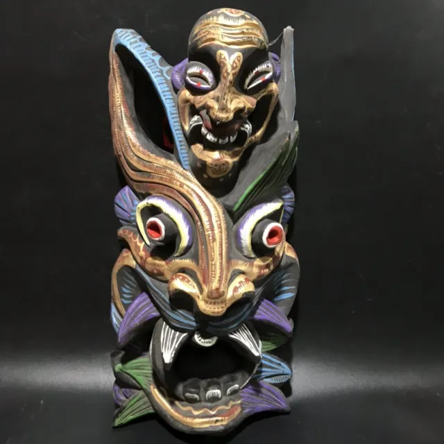 China Traditional Handicraft Statue Color Painting Wood Mask Exaggerated Makeup