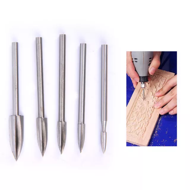 5PCS/set Wood Carving And Engraving Drill Bit Milling Cutter Carving Root Too7H