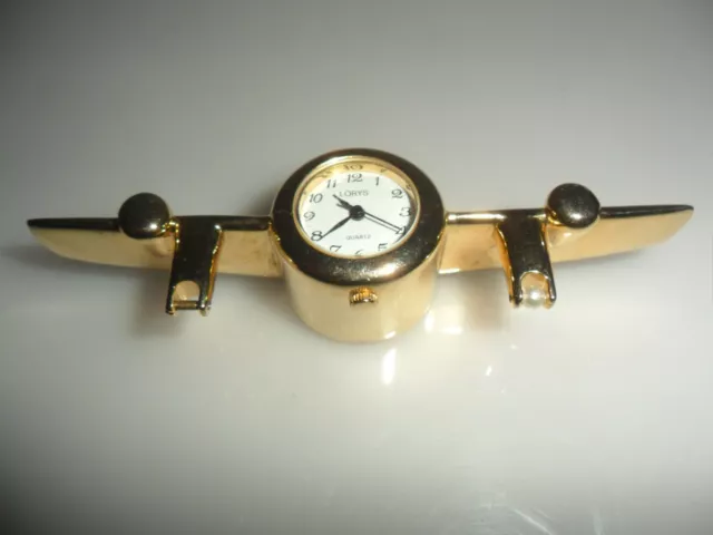 Vintage  AEREOPLANO OROLOGIO IN METALLO DA TAVOLO DA COLLEZIONE MINIATURA
