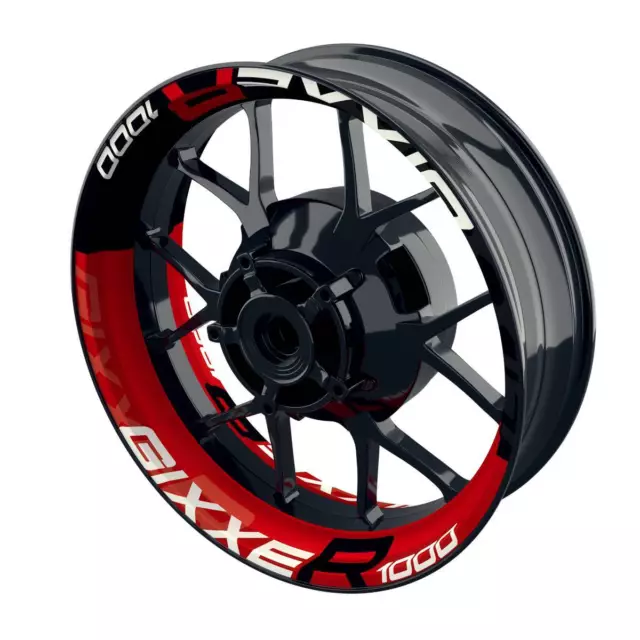 Felgenaufkleber für Suzuki GSX-R GIXXER 1000 halb halb V2 Wheelsticker rot