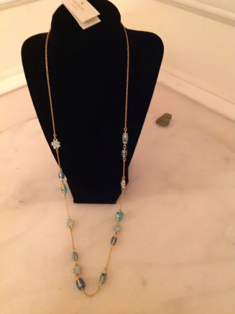 NWT Kate Spade New York $98 Turquoise Glossy Petals Scatter Necklace