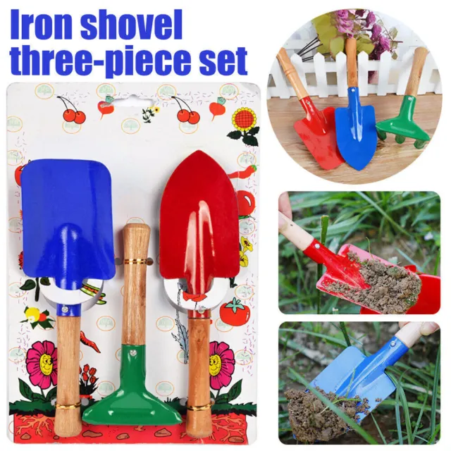 3PCS Garden Tools Set Beach Sandbox Toys Rake & Shovel Potted Kit for Kids Gift