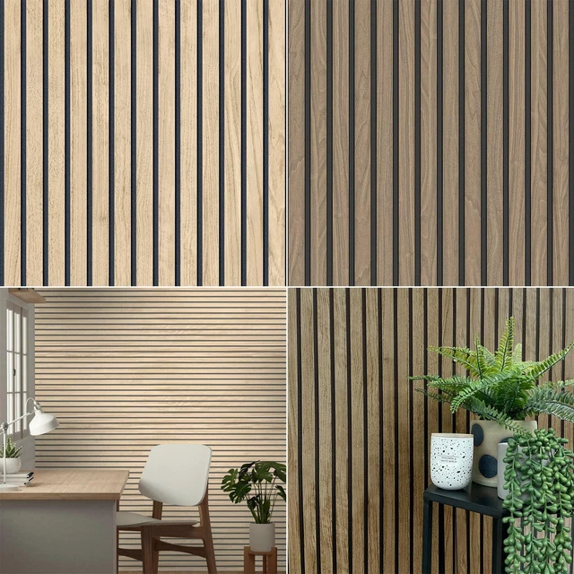 WOODEN SLAT PANELLING Wallpaper 3D Wood Panel Faux Effect Stripes