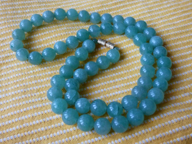 Collier Sautoir Égyptien 62 Cm - Pierre à Savon Verte (Stéatite) Et Scarabée - Bijou Ethnique