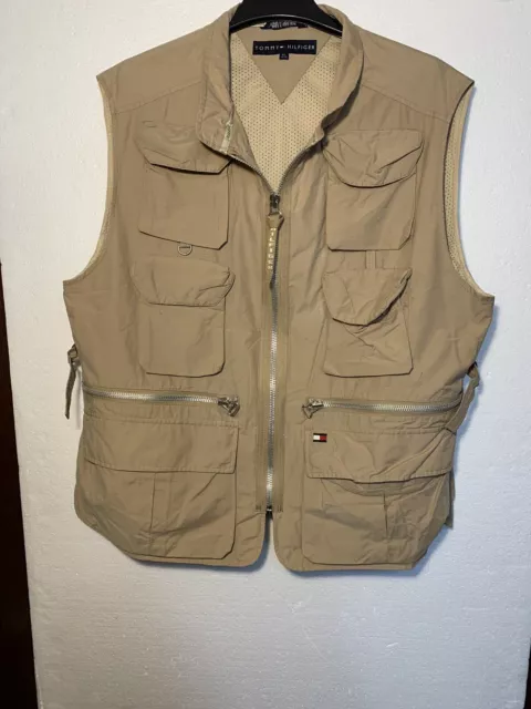 Tommy Hilfiger vintage fishing safari vest multi pocket limited issue tan XL