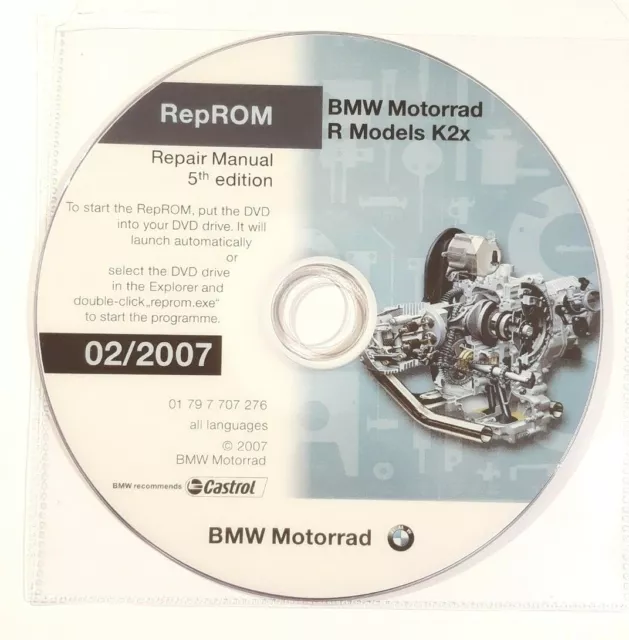 Dvd Manuale Officina Reprom K2X Workshop Bmw R1200Gs-R-Rt-S-St,Hp2,R900Rt 5^07*