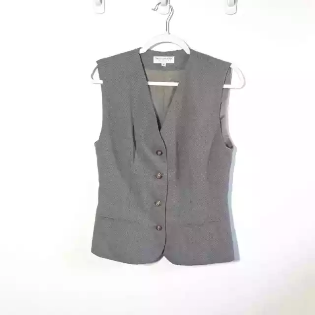 Vintage Cross Country 90s Gray Tweed Vest, size 8, EUC! Made USA Academia Career