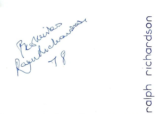 Sir Ralph Richardson In Person 1978 Dated & Signed Card