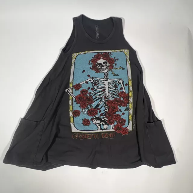 Lauren Moshi Grateful Dead T Shirt Dress Skelton Roses W/Pockets, Size 8 Medium