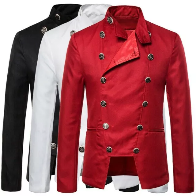 Mens Double-Breasted Hussar Jacket Artillery Drummer Steampunk Blazers Tops Gift