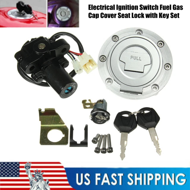 US Universal Motorcycle Electrical Ignition Switch Fuel Gas Cap Cover Seat Lock