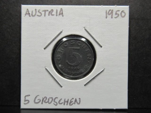 Austria 5 Groschen 1950 - Coin in 2x2 Flip - A0409