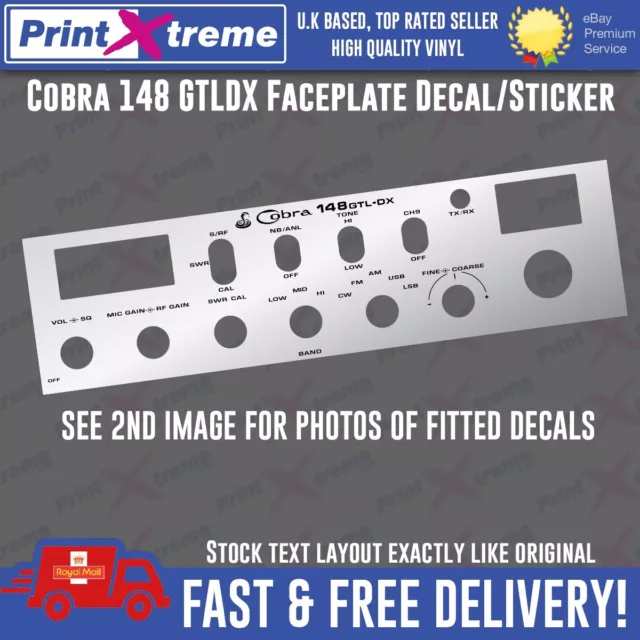 COBRA 148 GTL-DX cb radio faceplate Decal Sticker bezel self adhesive vinyl