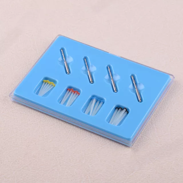 Dental Fiber Set 20 pcs Fiber Post & 4 Drills Discolor Quartz Screw Thread Color