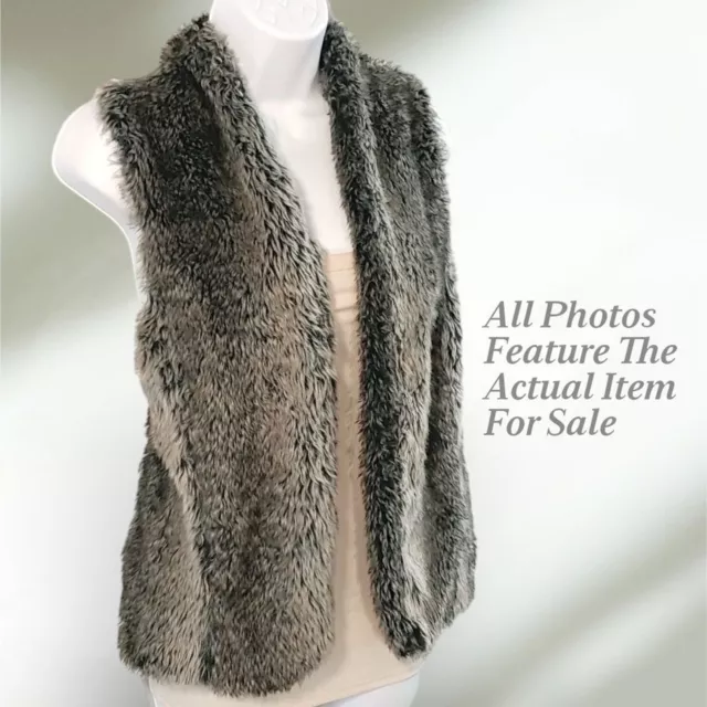 Maurices Faux Fur Cable Knit Vest Shaggy Gray Brown | Maurices Sz 1 | Women's 1X